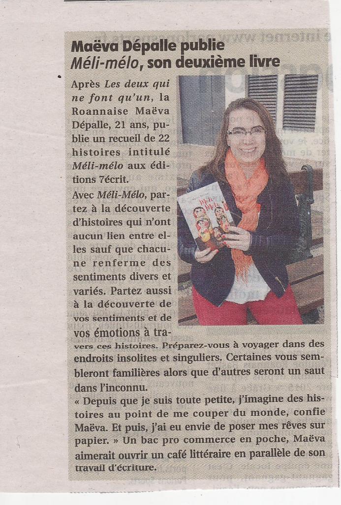 Article du Pays Roannais, pour mon livre 